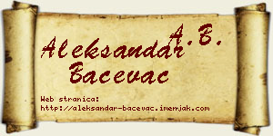 Aleksandar Bačevac vizit kartica